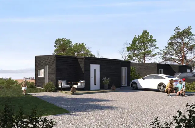Her får man mye hus til en rimelig penge. Og alt er helt nytt! (Tegningen er en veiledende illustrasjon, avvik kan forekomme)