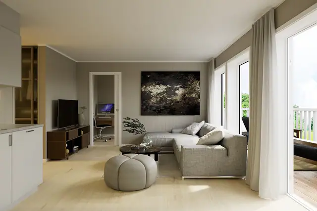 Moderne utførelse med mulighter for tilvalg slik at leiligheten blir akkurat slik du ønsker deg. (Dette er en illustrasjon. Avvik kan forekomme)