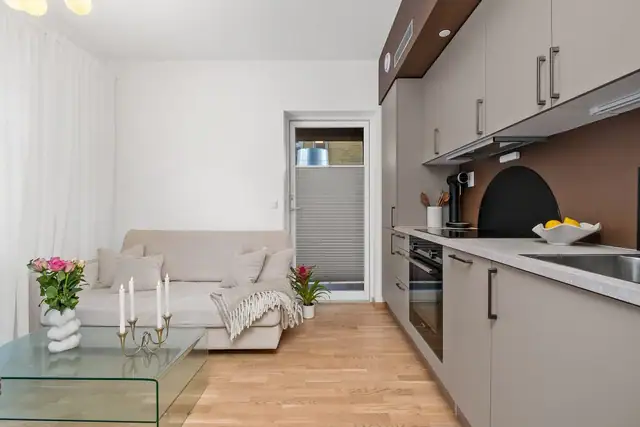 Leiligheten har en kompakt, men smart utformet planløsning.