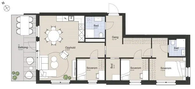 Planskisse for leilighet B1-403