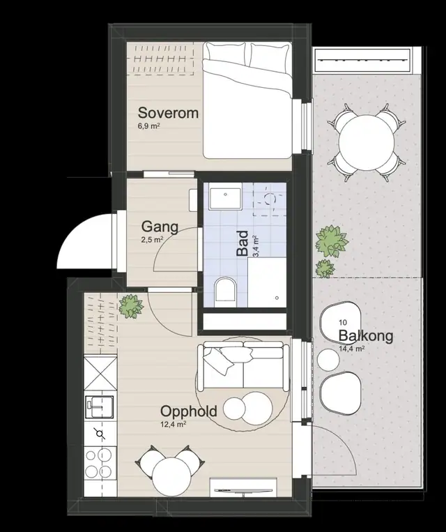 Planskisse for leilighet B1-210
