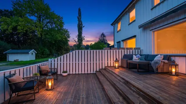 Stor solrik terrasse på hele 38m2 mot sør