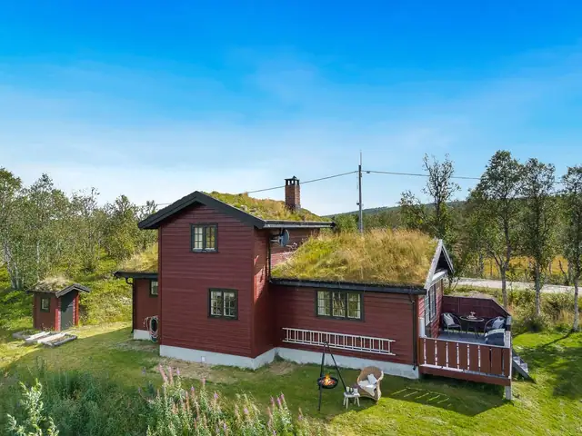 Koselig hytte med flott utsikt mot Djupsjøen og fjellene i bakgrunnen. Anneks. Uthus. Selges møblert. — bilde 6