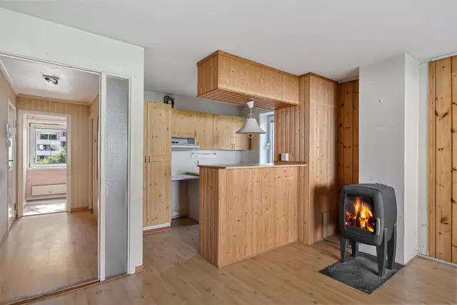 Romslig stue/kjøkken på 23,5m².