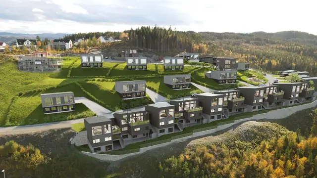 Boligfeltet består av eneboliger, tomannsboliger samt eneboliger i kjede.